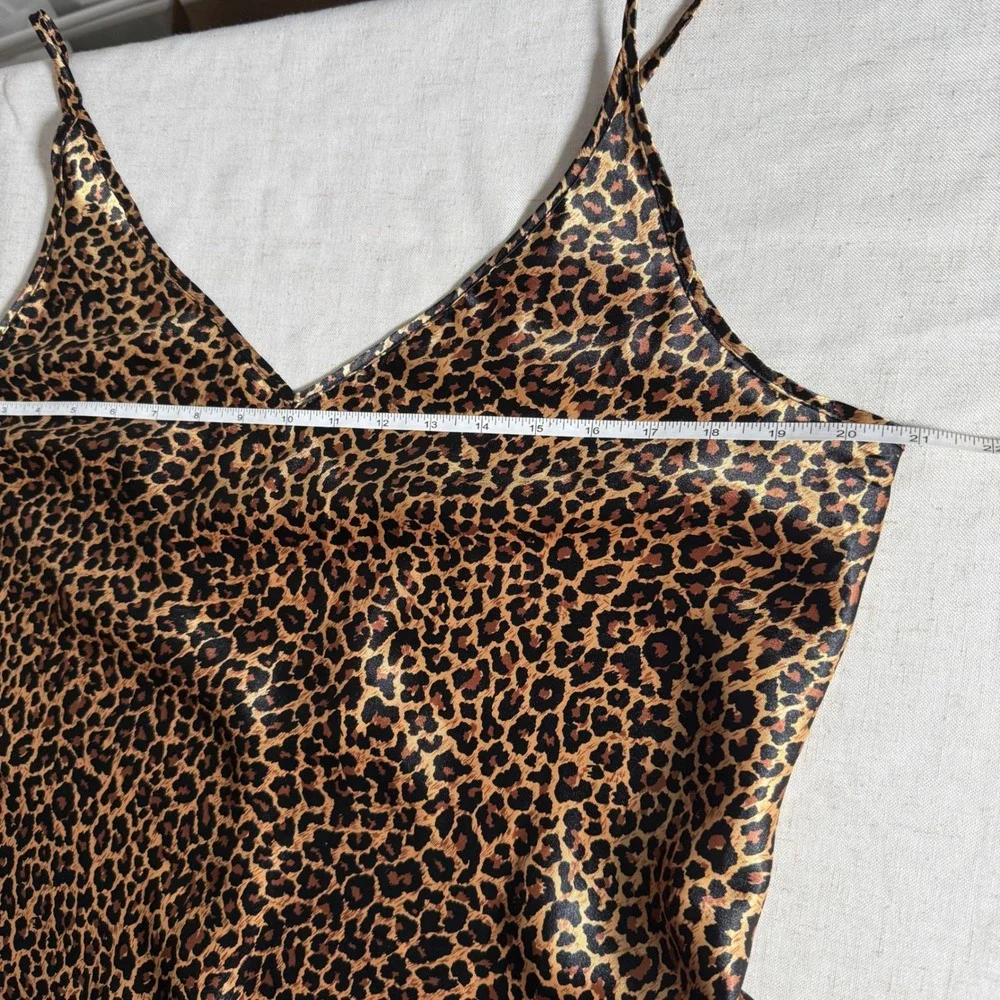 Vintage Sophia by Delicates 90s Leopard Satin Slip Dress Mob Wife Low Back Large - Picture 12 of 14